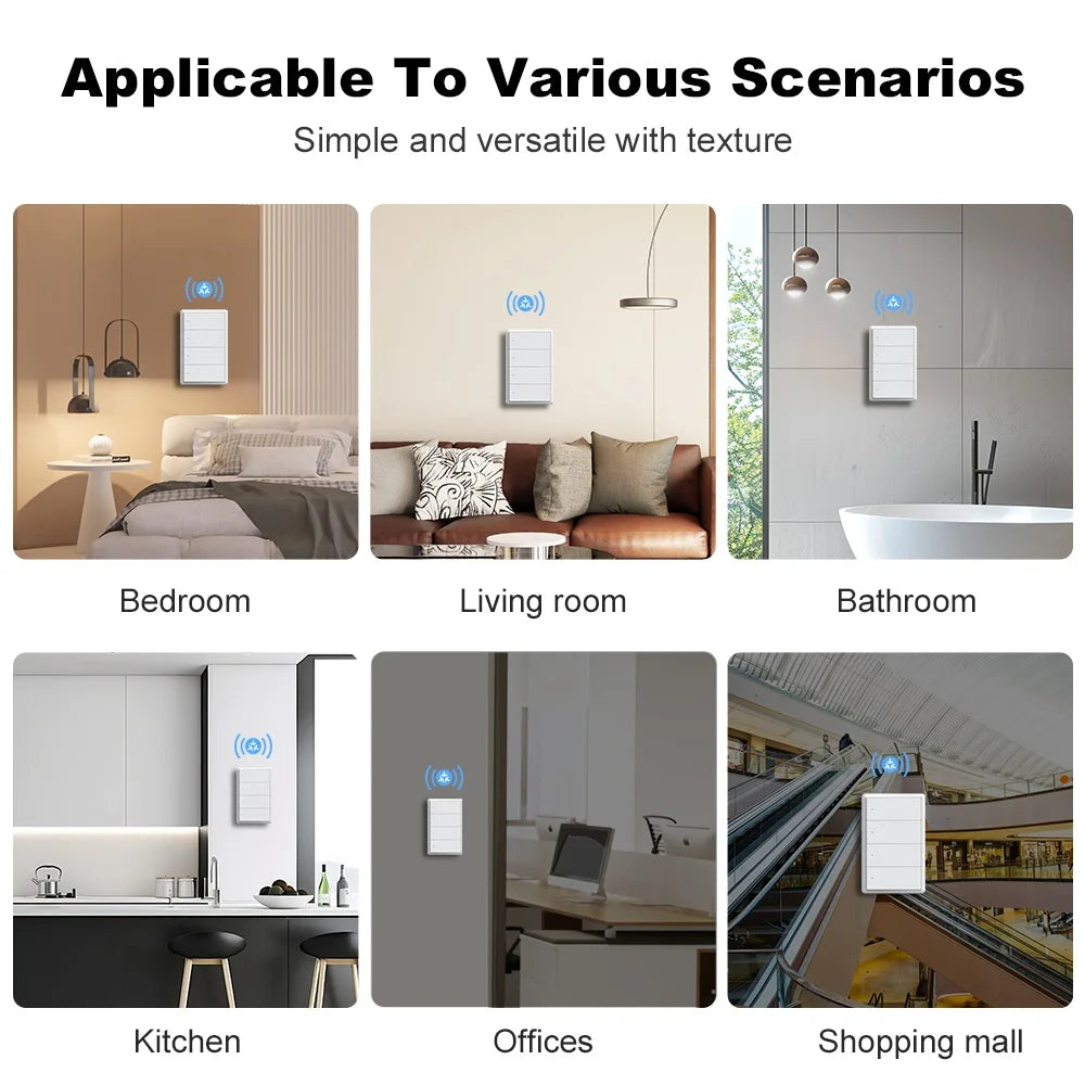 Smart Matter WIFI US Wall Light Switch Neutral Wire Optional 1-4 Gang Big Physical Push Button Voice Control Google Home Alexa