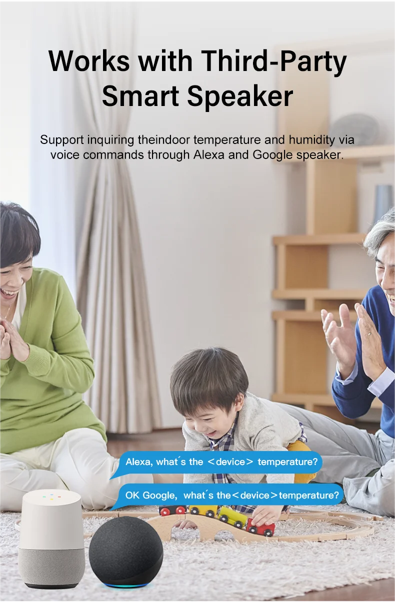 Tuya WiFi Temperature Humidity Sensor for Smart Home Thermometer Hygrometer APP Remote Works with Google Home Yandex Alexa