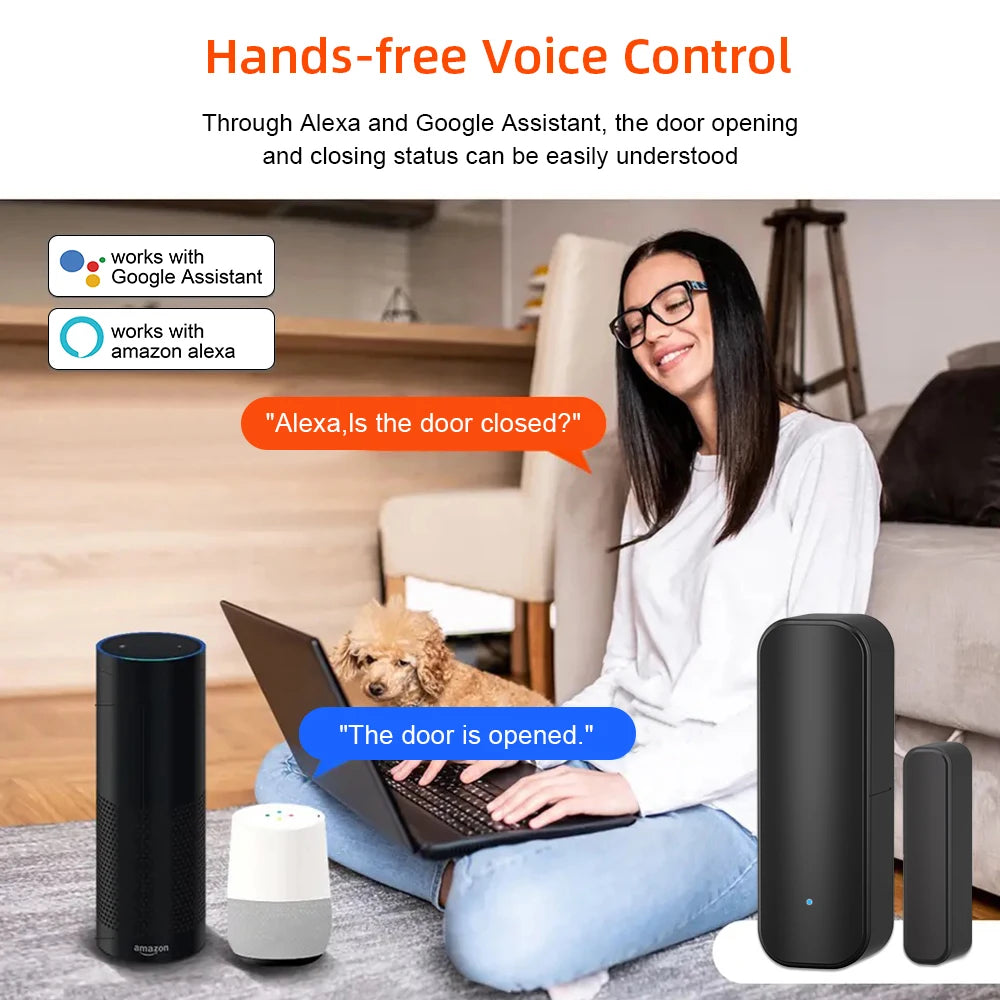 WiFi or Zigbee Door Sensor Tuya Smart Home Security Door Open Alert Sensor Window SensorAlarm System Voice Control