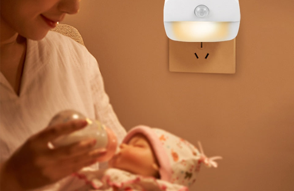 Mini LED Night Light PIR Motion Sensor Lamp 3 Modes Night Lamp Bedroom Bedside Lights EU Plug For Closet Corridor Bathroom
