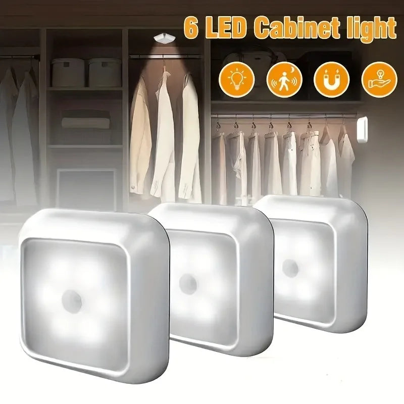 Motion Controlled Human Body Sensor LED Night Light Smart Battery Operated WC Bedside Lamp For Room Hallway Pathway Home Light