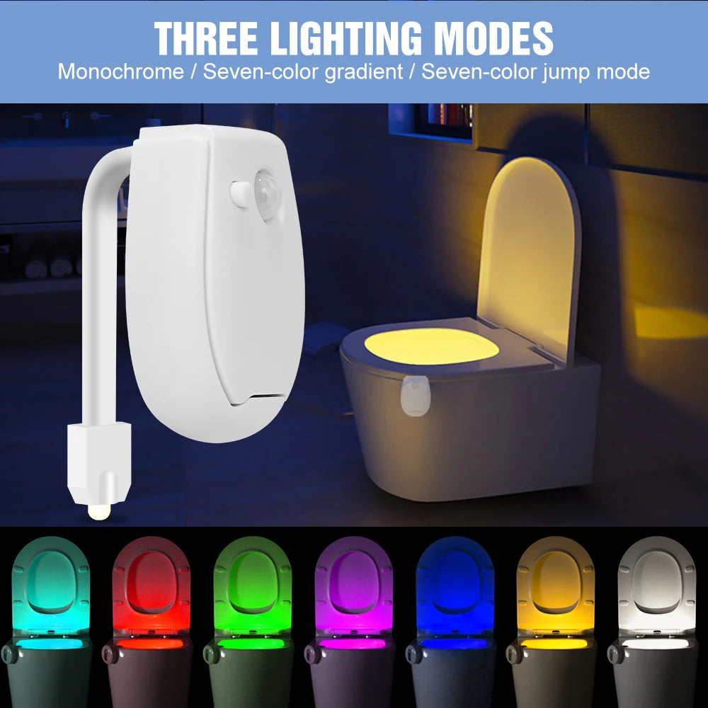 RGB LED Toilet Bowl Lamp PIR Smart Motion Sensor Night Lights AAA Battery Powered For Washroom Bathroom WC Toilet Seat Backlight