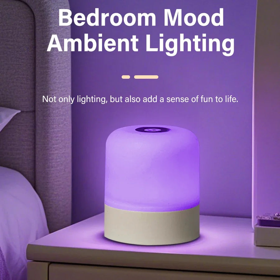 Touch Bedside Lamp Rechargeable RGB Night Light Remote Control Long Life Battery Bedroom LED Warm Desktop Decorative Lights