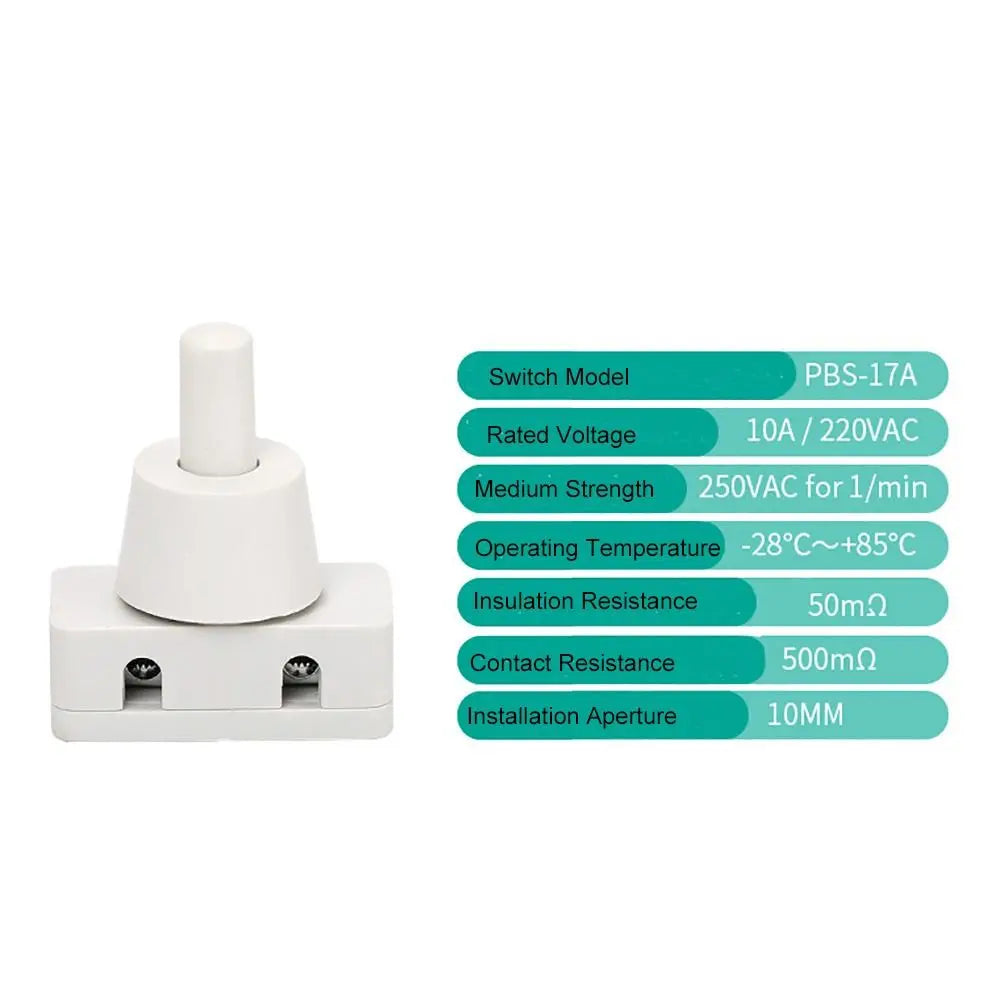 New AC250V ON Push Button Industrial Home Lamps Switch for Home Lamps Table Lamp Plastic Mini Power Switches Household Appliance