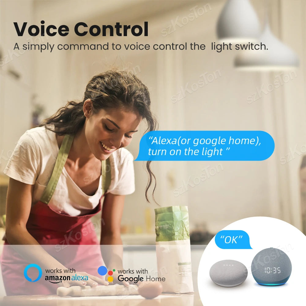Tuya Wifi Smart Switch Module Smart Home DIY Breaker 1 2 3 4 Channel Supports 2 Way Control Voice Works with Alexa Google Alice