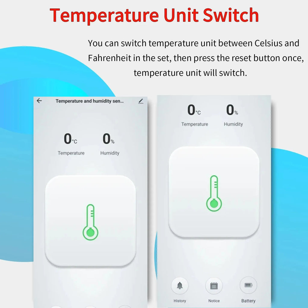 Zigbee 3.0 Temperature Humidity Sensor Thermometer Hygrometer APP Remote Alarm Via Zigbee2mqtt Alexa Google Assistant