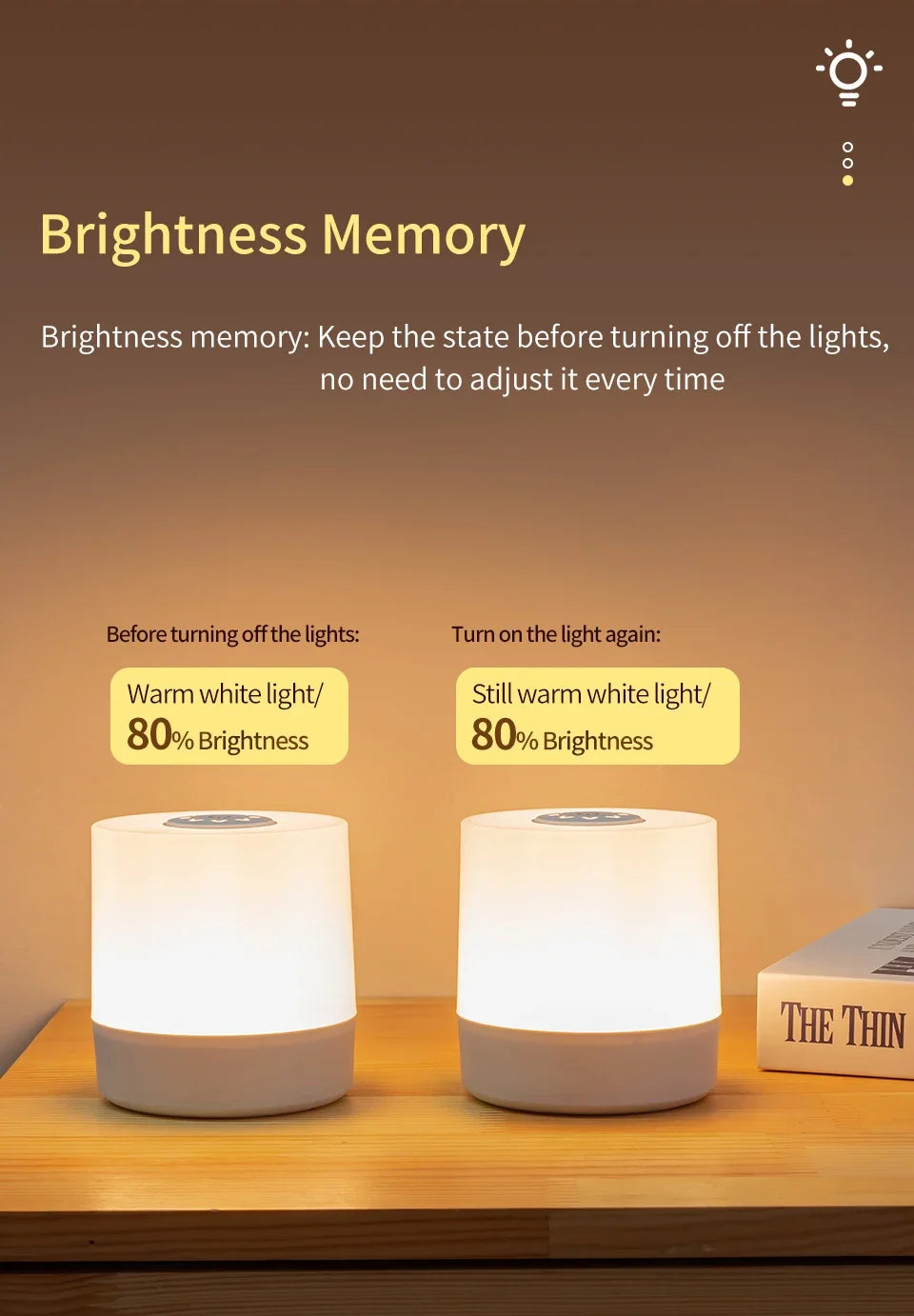 Bedside LED Touch Night Lights Dimmable Rechargeable Desktop Table Lamp For Reading Desk Bedroom Bedside Decoration Lighting