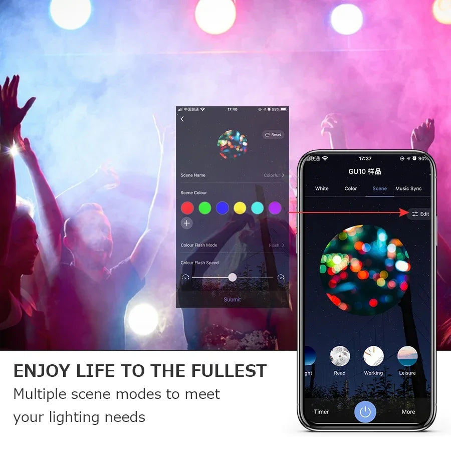 5W 7W 9W 220V 110V Tuya Smart WiFi GU10 LED Bulb Spotlight Alexa Lamp RGBCW Smart Life APP Control Works With Alexa Google Home