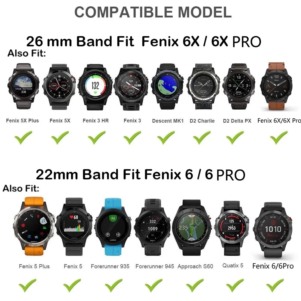 26 22 20MM Watch Band Strap For Garmin Fenix 6X 6 Pro 7X 7 7S 8 47mm 51mm E Silicone Wristband Fenix Epix Pro 5S 5 Plus Bracelet