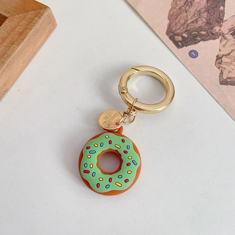 Silicone Keychain for Apple Airtags Case Protective Cover Tracker Accessories Shell Anti-scratch Air Tag Cartoon Donut Holder