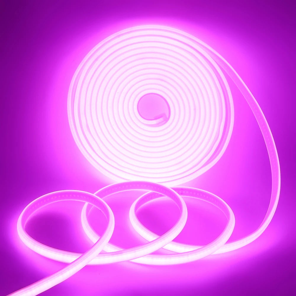 220V Switch COB LED Neon Strip Light 288LED AC EU Power Plug Kit White Pink Red 10 Color Waterproof Flex Tape Home Kitchen Decor