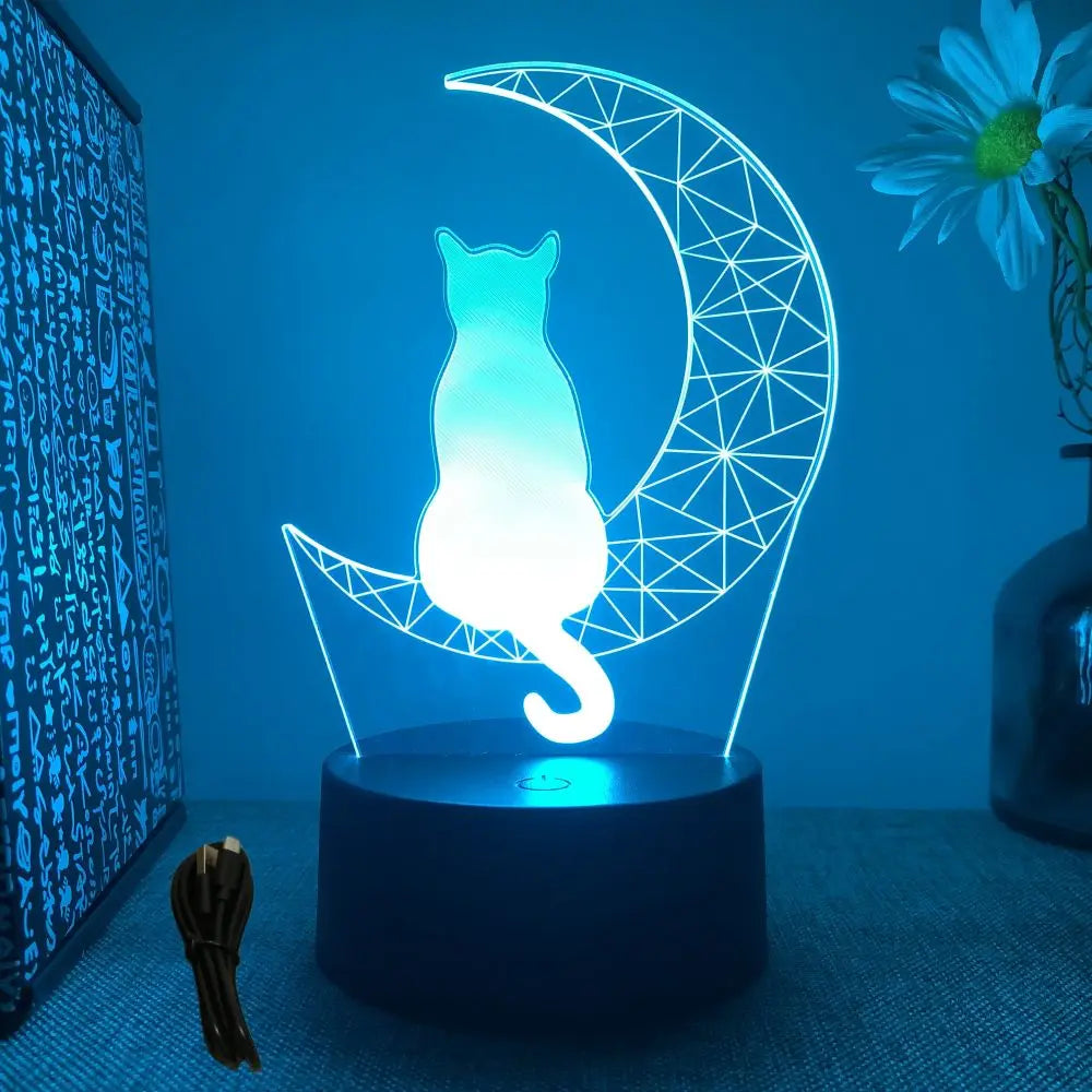 Cute Cat 3D Lamp LED Night Light Table Lamps Nightlight for Children's Lights Smart Touch Home Bedroom Desk Decor Birthday Gifts