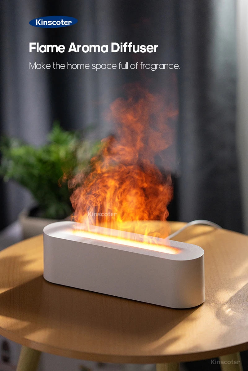 Simulation Colorful Flame Aroma Diffuser Air Humidifier Aromatherapy Essential Oil Timing Ultrasonic Cool Mist Maker Fogger