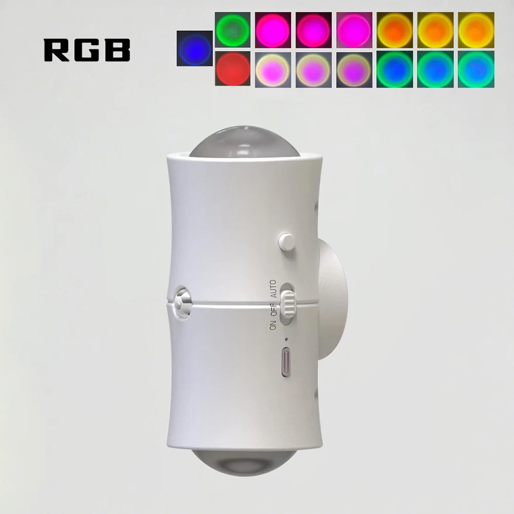 RGB 7colors Motion Sensor LED Night Light USB Charging Intelligent Human Induction Double Head Cabinet Lamp Kitchen Stairs Light