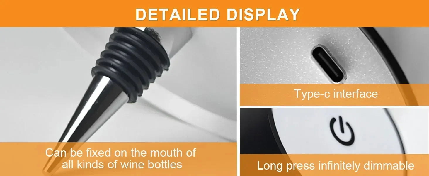 USB Charge Bottle Table Lamp Touch Control of 3 Colors and Stepless Dimming Night Lamp Suitable for Bar Wine Bottles Desk Lights