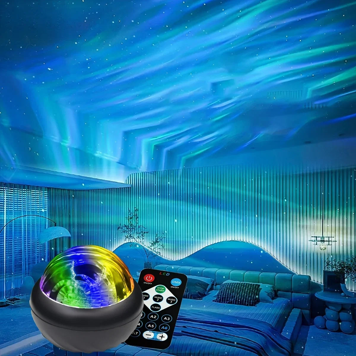 Mystic Aurora LED Sphere - USB Remote Control, Adjustable Brightness Christmas Decoration, Multi-color Northern Lights Projector