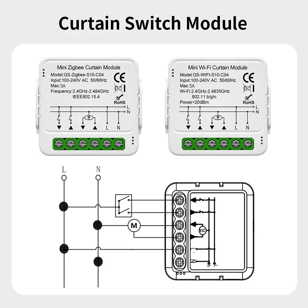 TNCE Tuya Switch Light Curtain Dimmer WIFI Zigbee, Smart DIY MINI Module, Roller Blinds Shutter Breaker, voice alexa google home