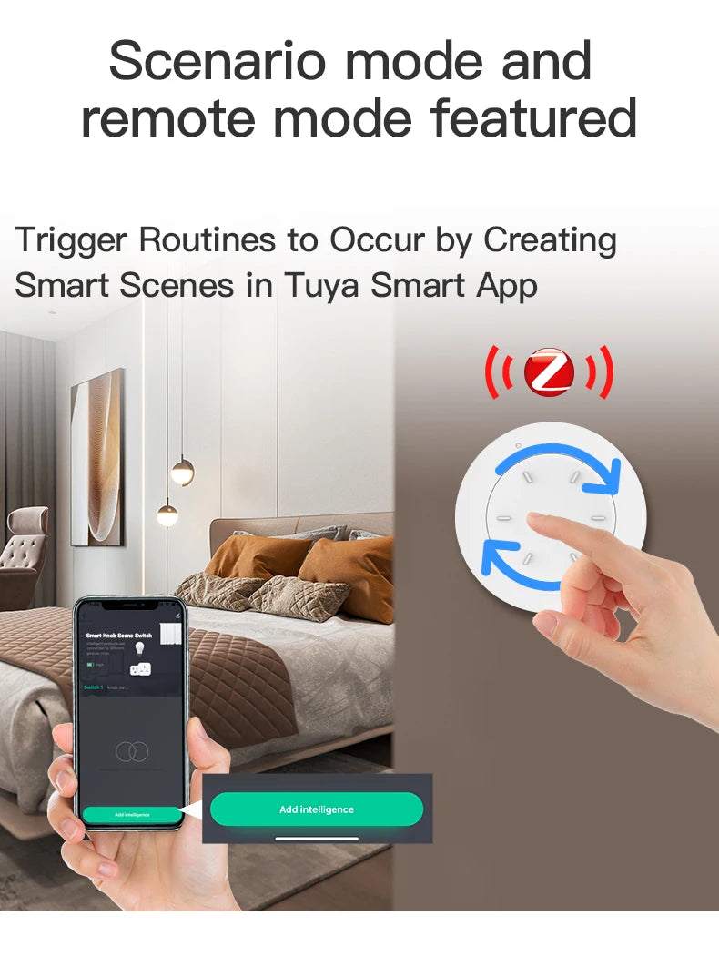 Works with Tuya ZigBee Smart Knob Switch Wireless Scene Switch Button Remote Dimmer Battery Powered Automation for Smart Life AP