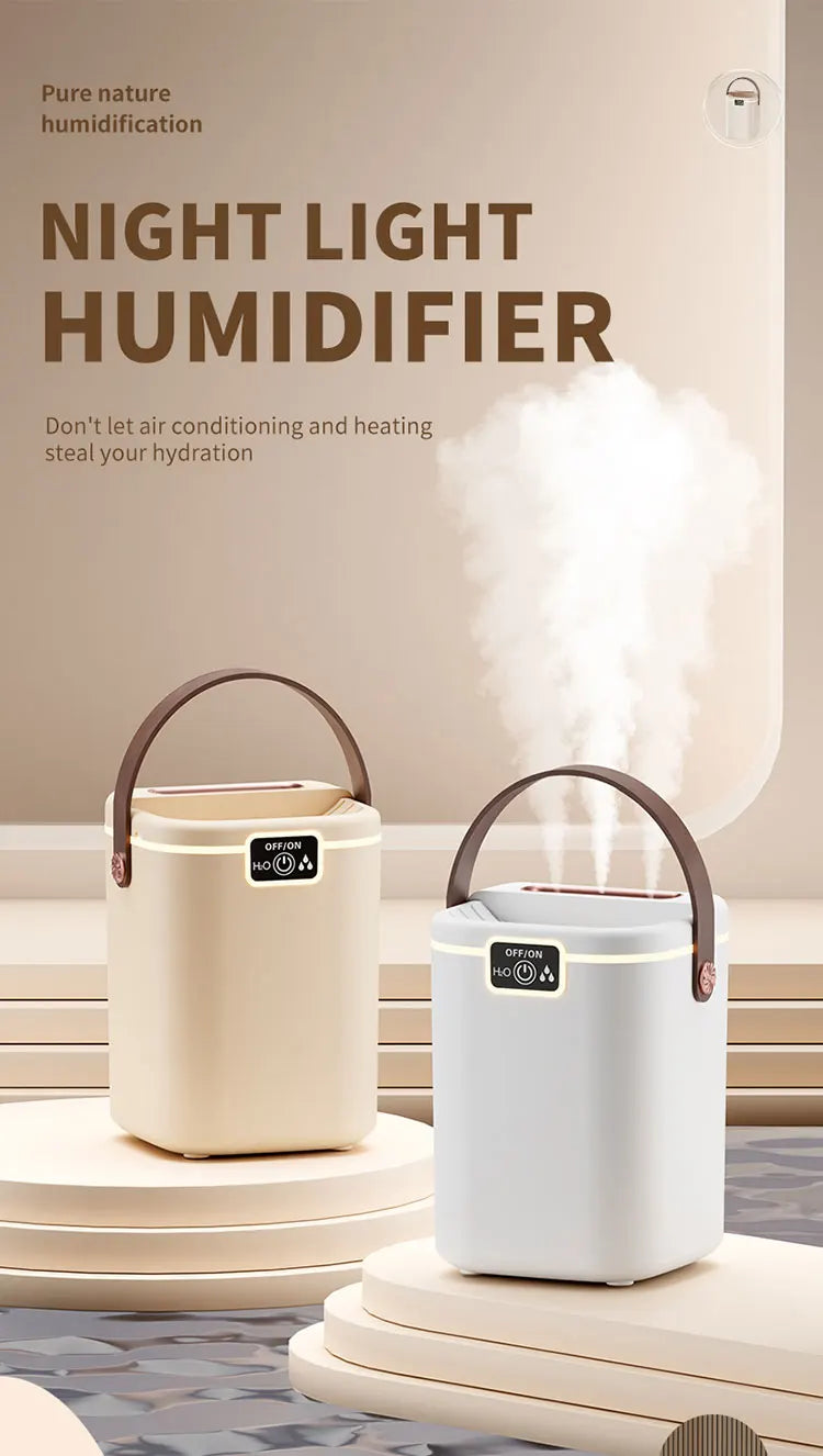 TINSOL 2L Large-Capacity Humidifier with Triple Nozzles and Night Light, Type-C Port, Air Purifier for Bedrooms and Living Rooms