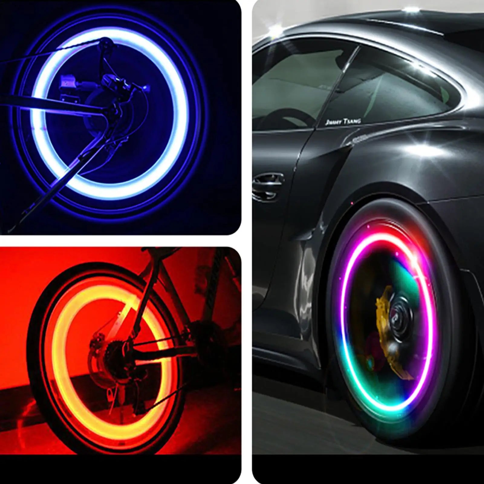2PCS Car Tire Valve LED Lights Colorful Wheel Rim Lights with Intelligent Motion Sensor for Motorcycle Night Safety Decoration