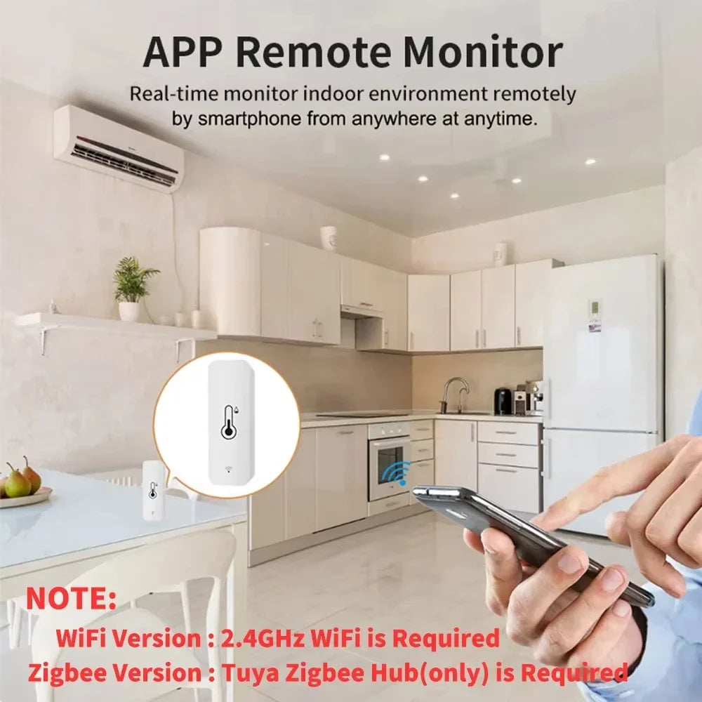 Zigbee/WIFI Tuya Smart Temperature Humidity Sensor Thermometer Hygrometer APP Remote Alarm Zigbee2Mqtt Google Assistant Alice