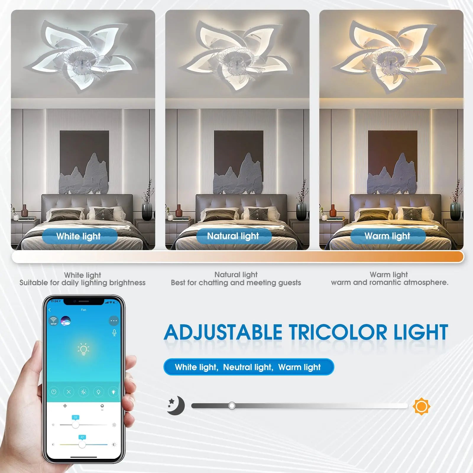 IRALAN Ceiling Fans With Lights Smart Switch Modern Led Ceiling Fan Lamp Minimalist For Living Room Bedroom Home Decor Fan Lamp
