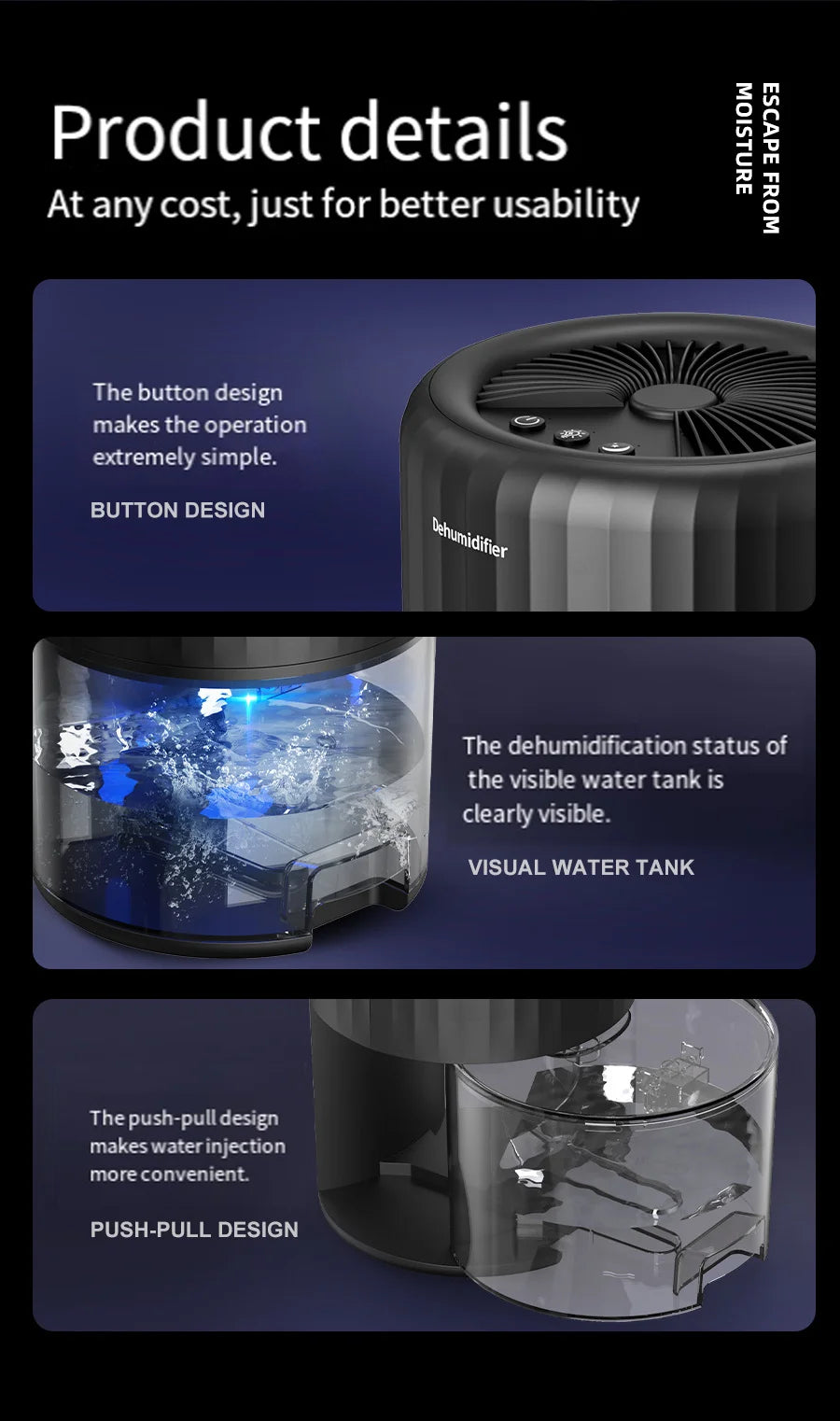 NEW Dehumidifier household intelligent dehumidifier indoor moisture absorption silent small air dryer dehumidifier