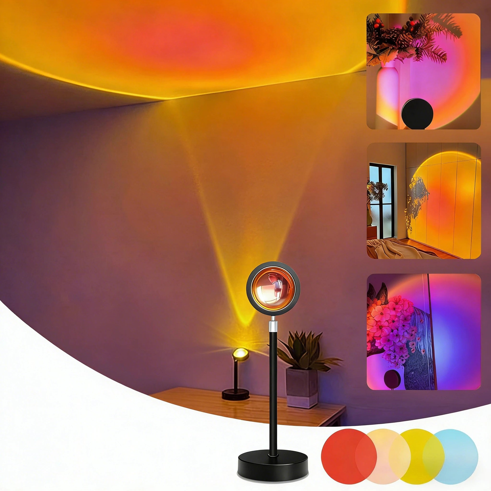 Smart Bluetooth Night Light Rainbow Sunset Projector Lamp for Home Coffe shop Background Wall Decoration Atmosphere Table Lamp