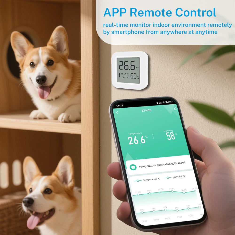 Tuya Zigbee2MQTT Thermometer Hygrometer Sensor Temperature Humidity Sensor Require Hub work with Tuya Smart Alexa Yandex ZHA