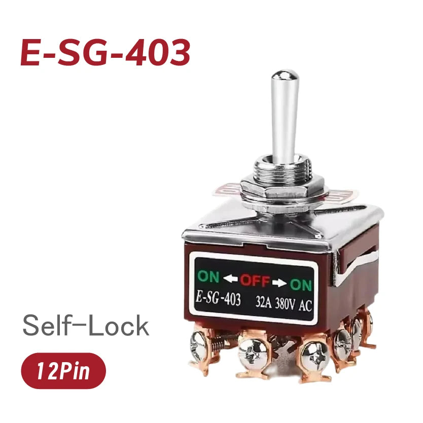 Heavy-Duty E-SG-SERIES Rocker Switch 32A 250VAC Self-Lock Reset with Multiple Pin Options 2-12 Pin