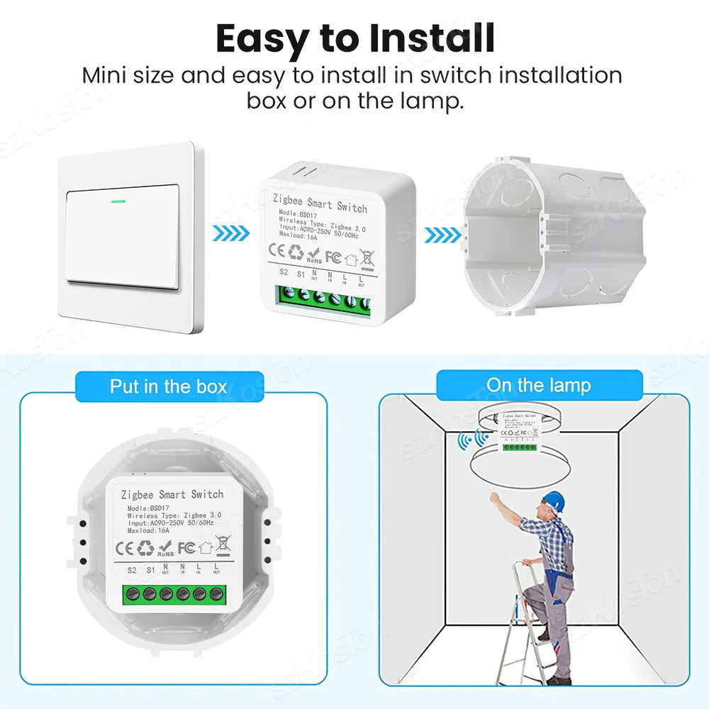 16A ZigBee Smart Switch Module eWeLink App DIY Smart Breaker Relay for SmartThings Alice Alexa Google Home Assistant Zigbee2MQTT