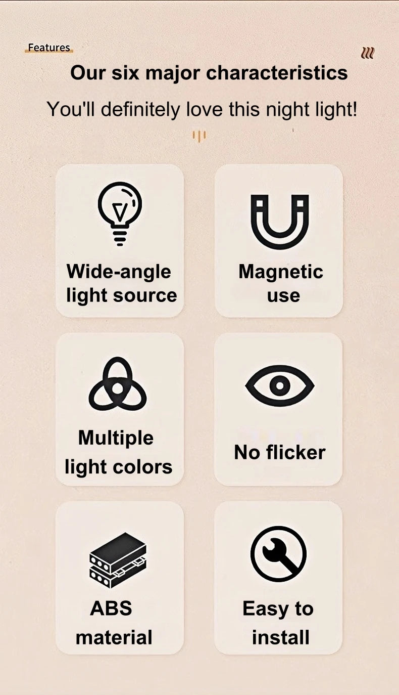 Rechargeable Motion Sensor Magnetic Wall Lamp Smart LED Double-head RGB Gradient Night Light for Bedroom Closet Home Decor