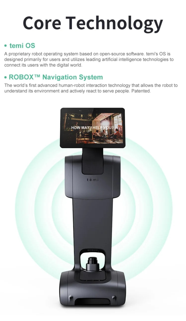Humanoid Smart Security Temi Robot for Office Factory Warehouse Hospital School Monitoring Safety protection