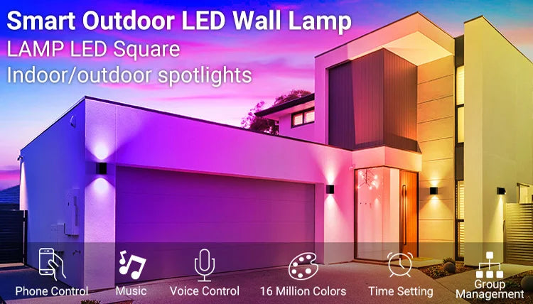 Tuya Outdoor LED Wall Lamp Smart Life APP Control Adjustable Angle RGBCCT Wall Lights,Work with Alexa Google Home