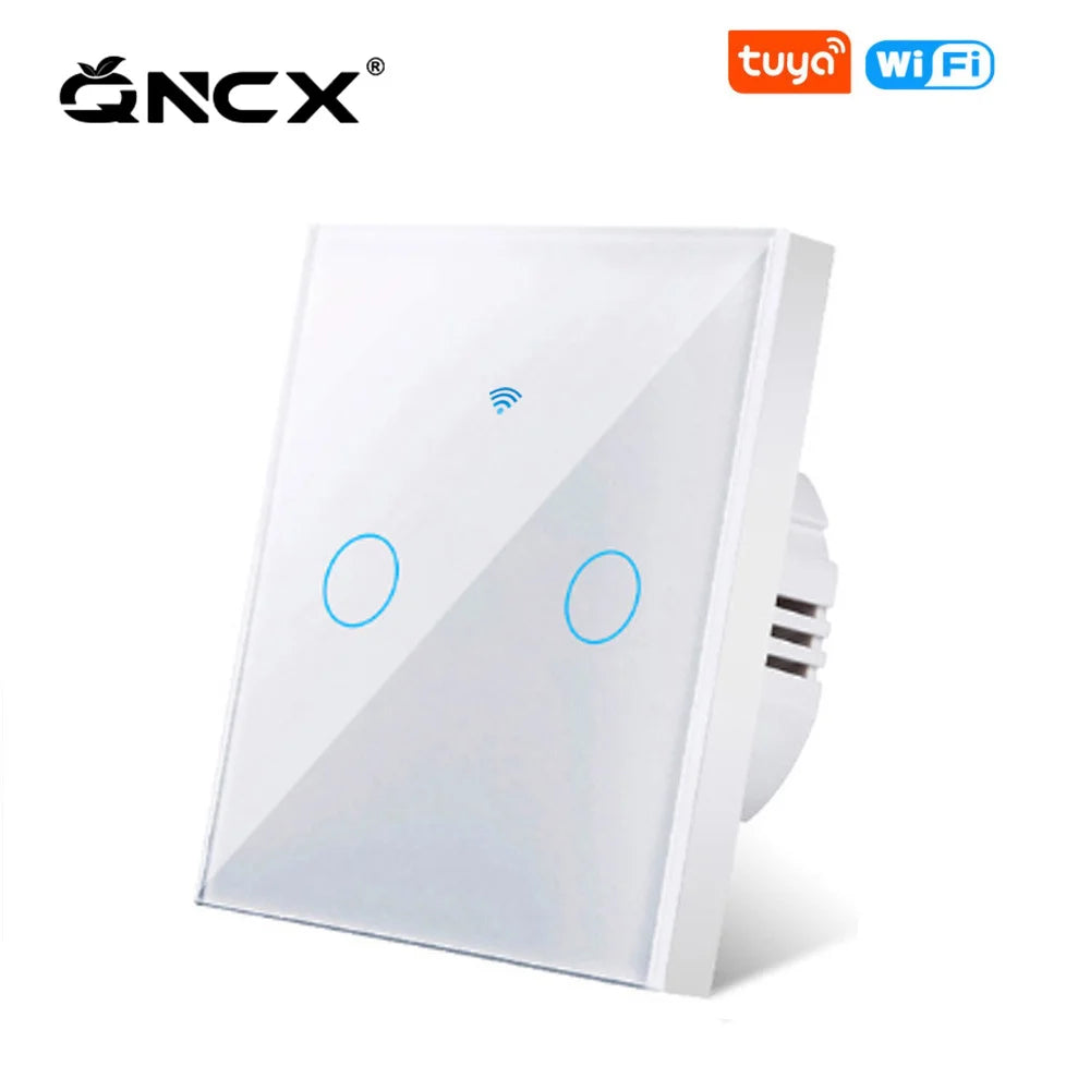 WiFi Smart Light Touch Switch Tuya Smart Life Glass Panel EU Wall Switch No Neutral Wire Smart Home For Alexa Google Home