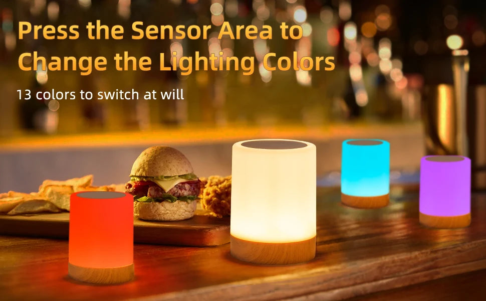 16 Colors Night Light Smart Touch Bedside Table Lamp RGB USB Rechargeable Desk Lamp Bedroom Decoration Gift Dining Table Light