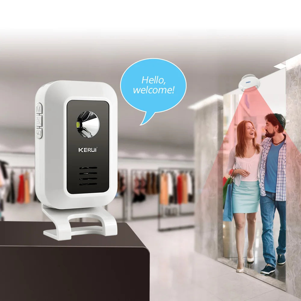 KERUI Wireless Welcome Chime Bell Motion Sensor Detector Security Alarm 32 Songs Doorbell Smart Home LED Night Light Store Shop