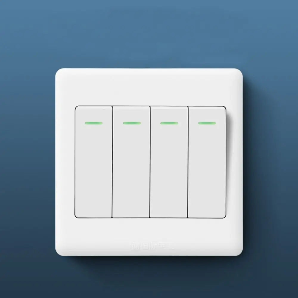 1/2/3/4 Gang Wall Switches 1Way Button Wall Light Switch Panel On / Off Push Buttons with LED Lamp Home Accessories