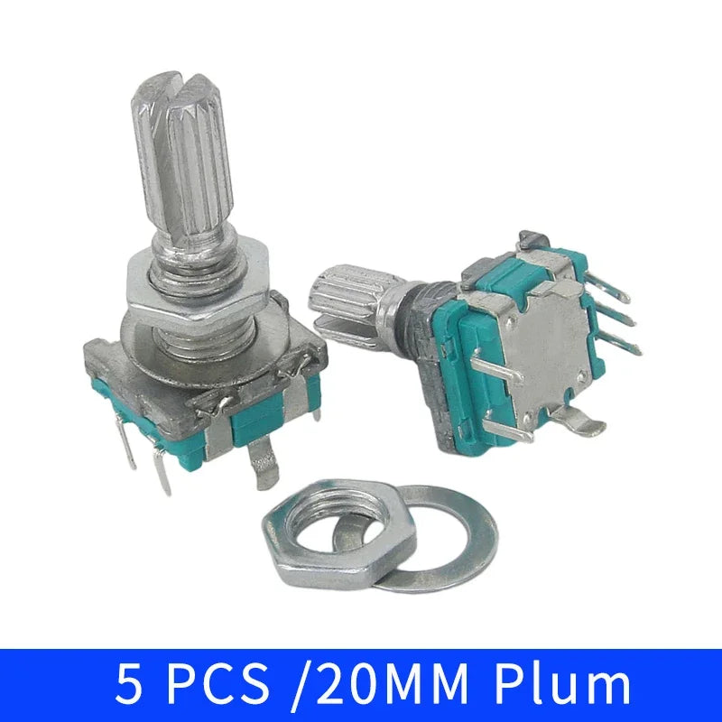 5PCS/LOT 20 Position 360 Degree Rotary Encoder EC11 w Push Button 5Pin Handle Long 15/20MM With A Built In Push Button Switch