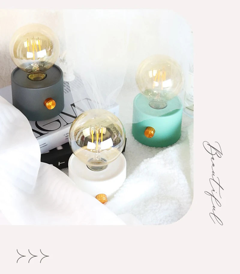 LED Night Light Battery Powered Bulb Lamp Desktop Office Light Retro Bulb Shape Night Light For Baby Room Bedroom Corridor Lamp