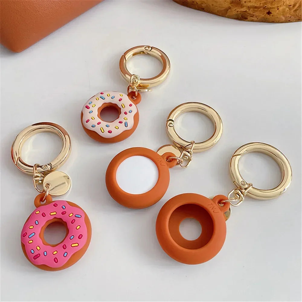 Silicone Case for Apple Air Tag Tracker Case Cartoon Donut Silicone Case for Apple Airtag Case Dog Collar GPS Finder Protective