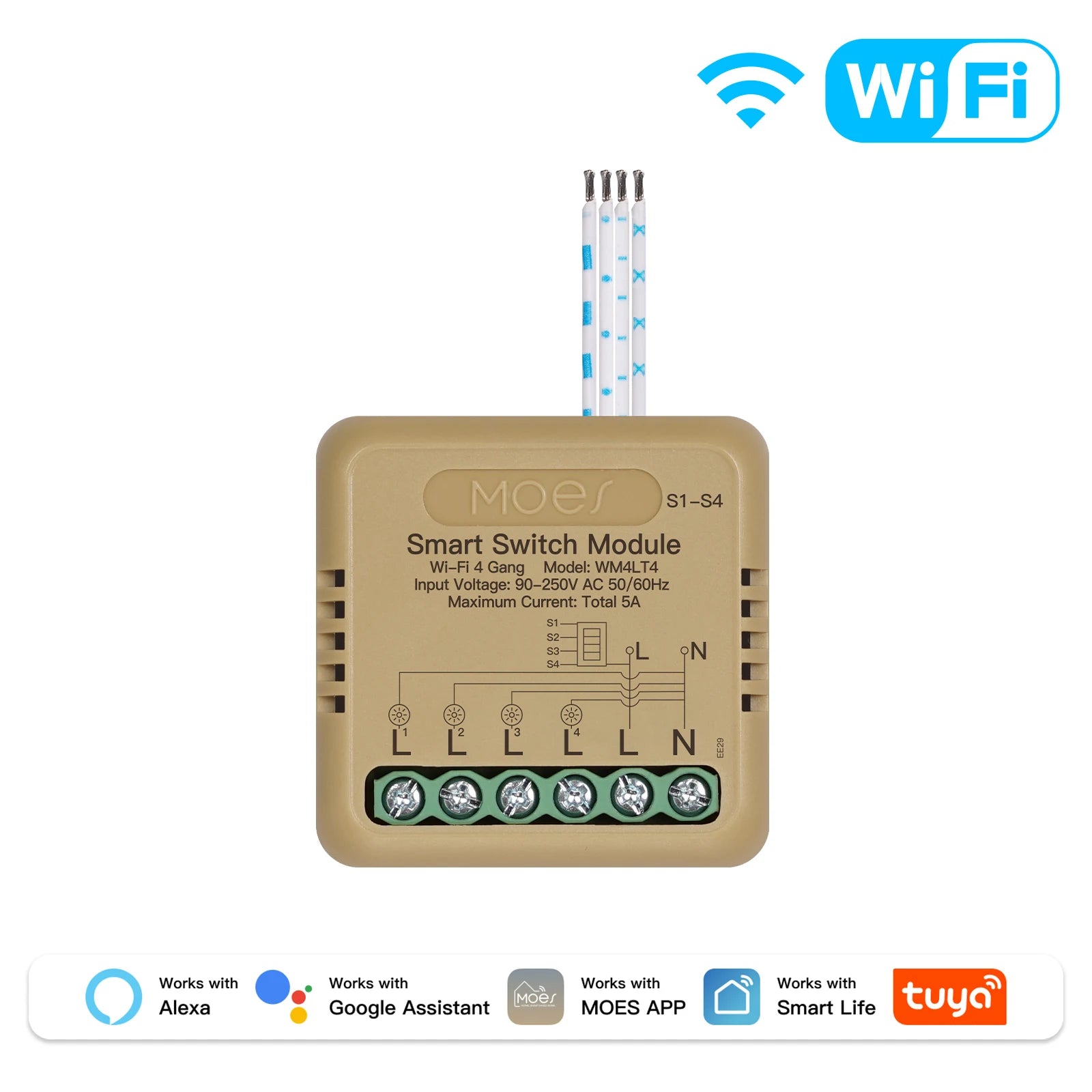 MOES Tuya WiFi Zigbee Mini DIY Smart Switch Module 1-4 Gang Timer Home Automation Compatible with Google Home Alexa