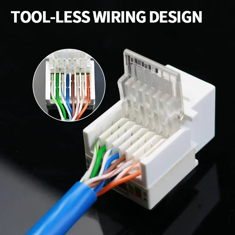 10Pcs RJ45 Cat5e Keystone Ethernet Module Internet Wall Jack Coupler Crimp Down UTP LAN Connector Insert for Data Network Socket
