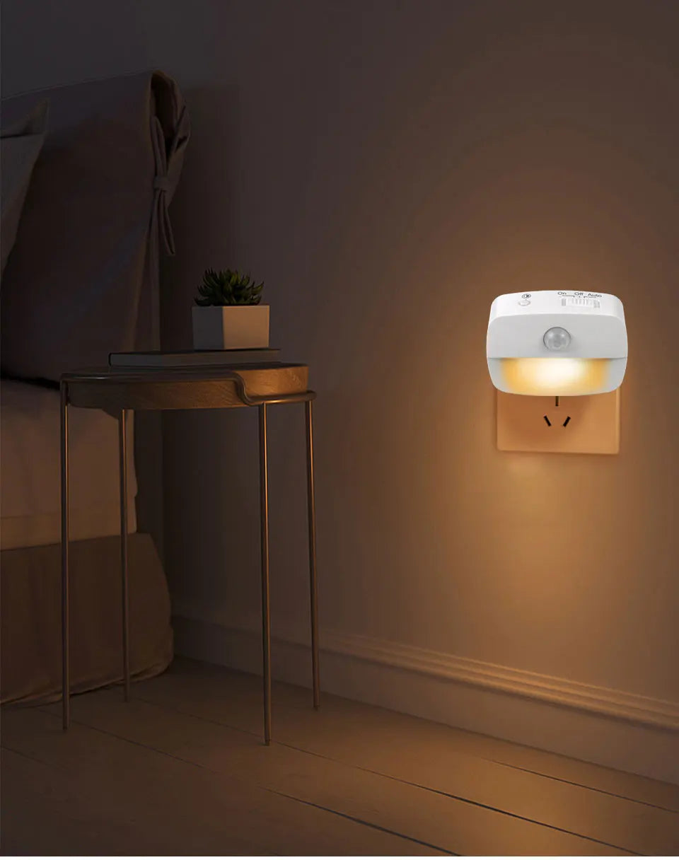 Wireless LED Motion Sensor Night Light Plug In Motion Detector Bedroom Staircase Closet Bedside Night Lamp 220V Battery Powered