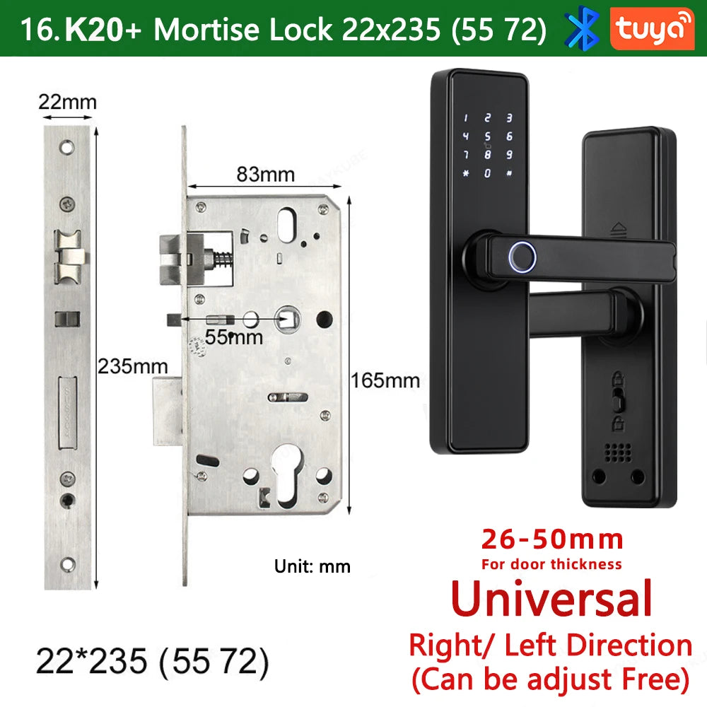CDOK K20-Tuya Bluetooth door lock, multiple unlocking methods, suitable for office/apartment/B&B/bedroom doors