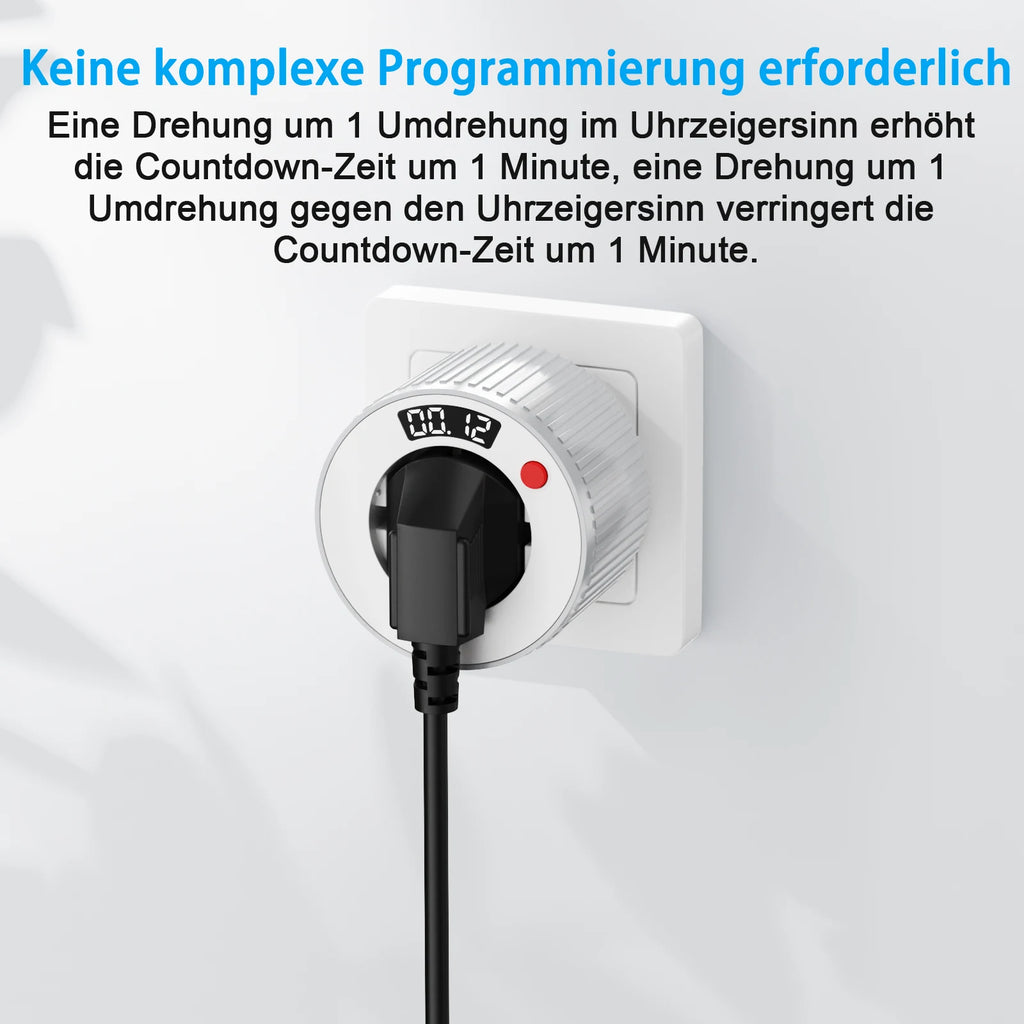 24-hour European standard rotary timer socket, rotary time adjustment, 3680W high power, fireproof and overload resistant