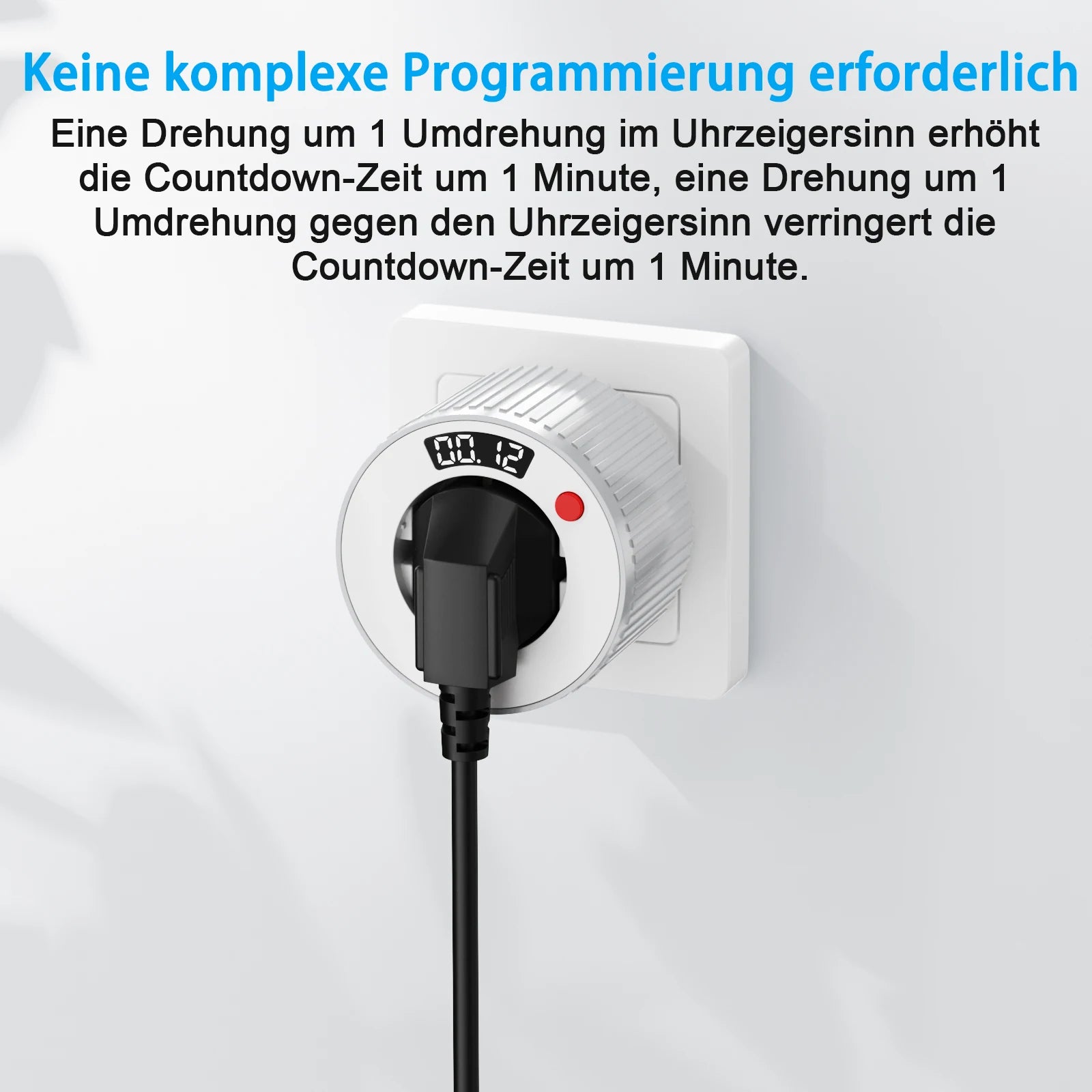 24-hour European standard rotary timer socket, rotary time adjustment, 3680W high power, fireproof and overload resistant
