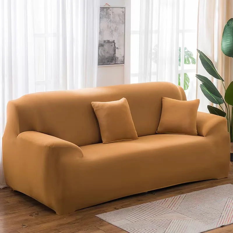 Solid Color 1/2/3/4 Seat Sofa Cover Stretch Milk Silk Fabric Couch Covers for Living Room Sectional Corner Settee Slipcovers 1PC