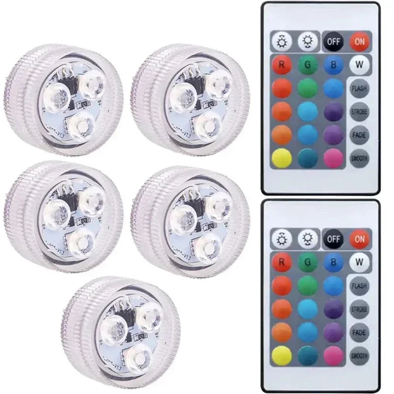 1-8 Pack Submersible LED Lights Waterproof Pool Light Underwater with 16 Colors, Remote Control for Aquarium,Vase, Bath,Hot Tub