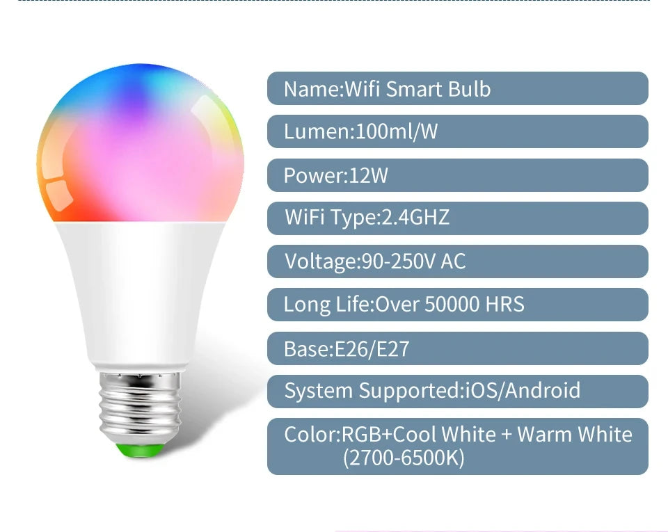 Dohome Wifi Bluetooth Smart Bulb Alexa Led Lamp E27 RGB Smart Light Bulbs Homekit Smart Lamps For Google Assisatnt Smart Life
